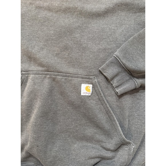 Carhartt Hoodie Mens 2XL Gray Sherpa Lined Fleece Pullover Sweatshirt Workwear - Picture 2 of 5